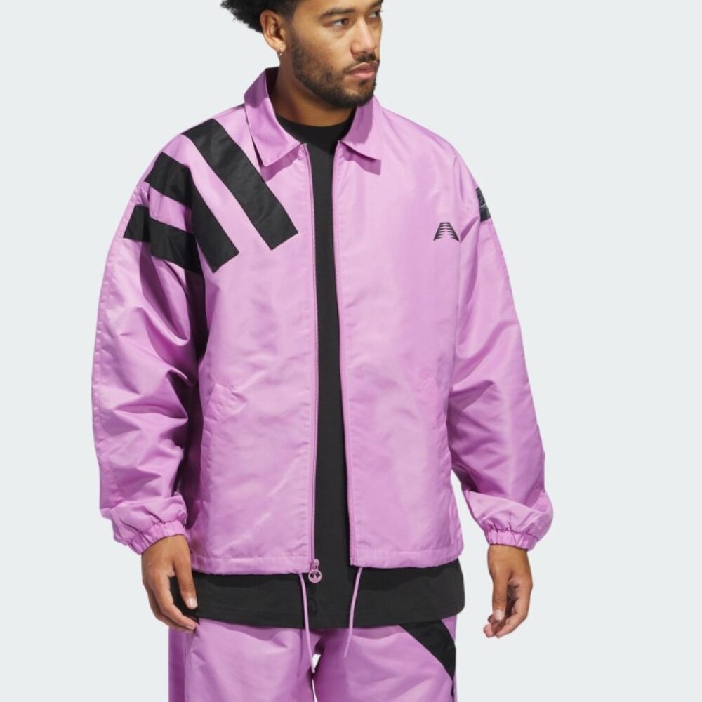 NEW adidas Originals Men's Anthony Edwards Coach Jacket - AE Purple - IW8063 XS - Picture 2 of 7